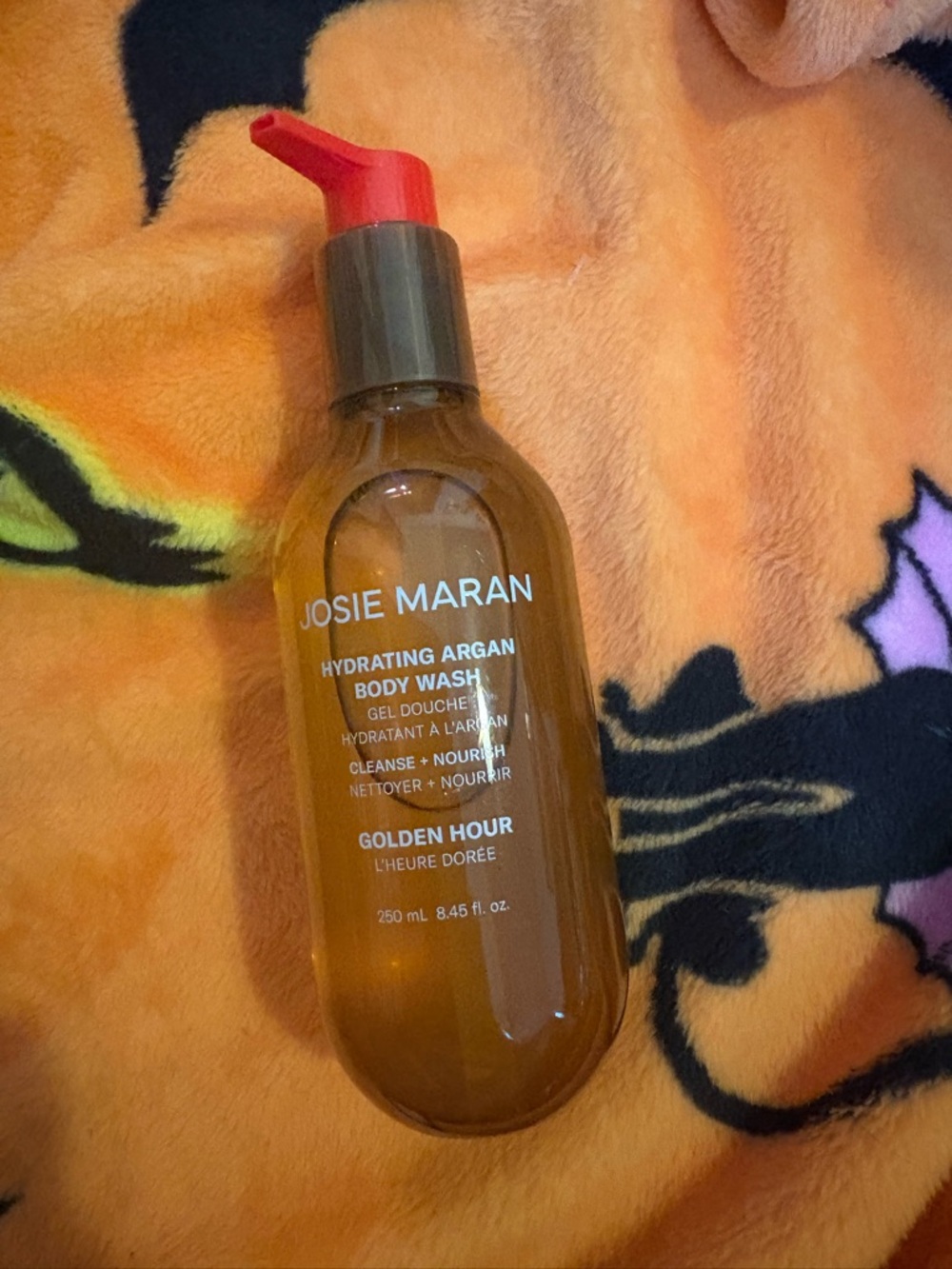 JOSIE MARAN Hydrating Argan Body Wash — Amber Bottle with Red Pump